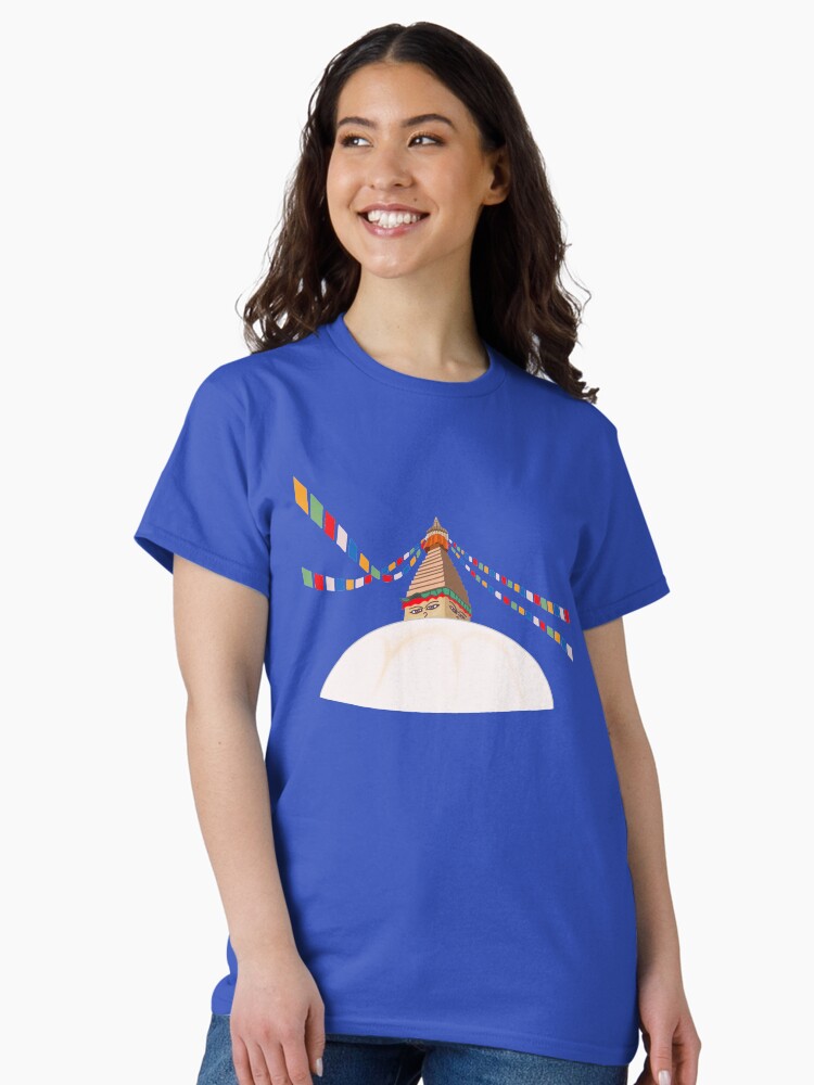 Thumbnail 1 of 7, Classic T-Shirt, Buddha Boudha Swayambhu Gift for Nepal Nepalese Nepali V-Neck T-Shirt designed and sold by yatridesign.