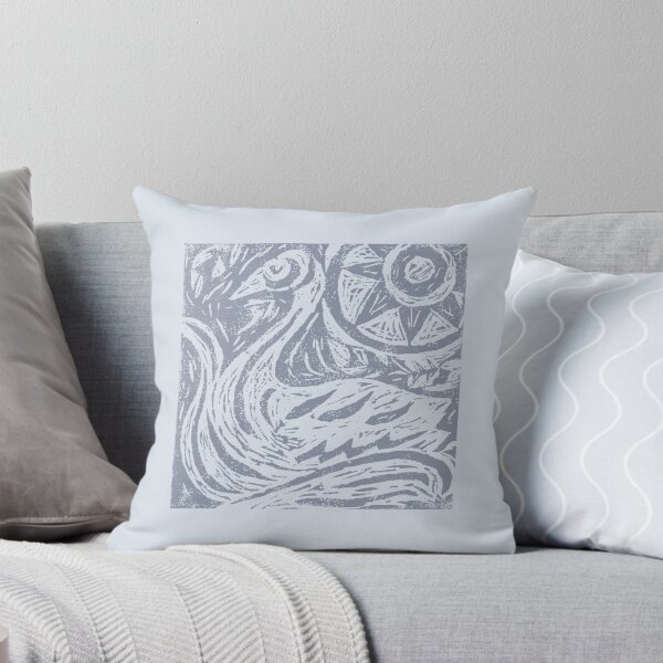Item preview, Swan wood cut print blue monochrome designed and sold by stannardart.
