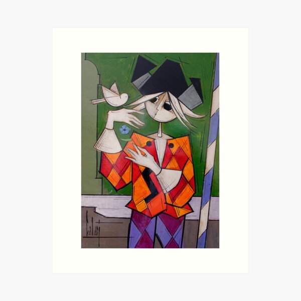 Item preview, the harlequin and the bird designed and sold by geraldinenina.