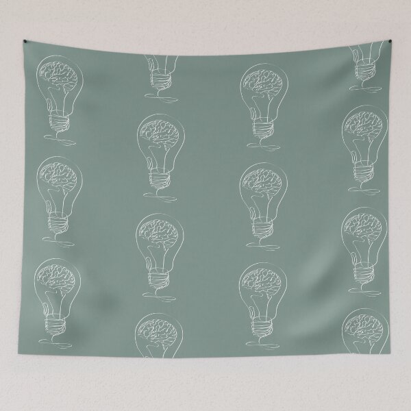 Item preview, Continuous line drawing of brain in a light bulb  designed and sold by AriadnaArt.