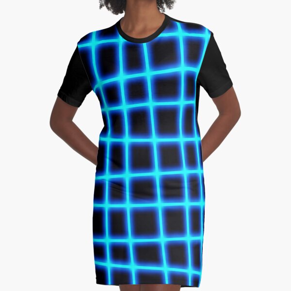 Glowing Neon Grid Graphic T-Shirt Dress