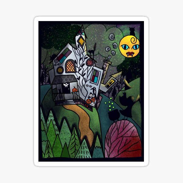 Beautiful Vibey Witch House on a Hill Sticker