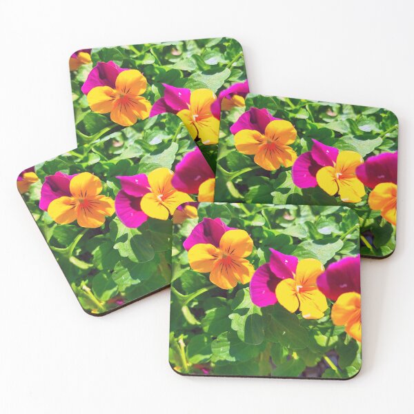 Item preview, Orange/yellow and Purple Pansy Flowers Blooms With Green Leaves designed and sold by Mothe3rd.