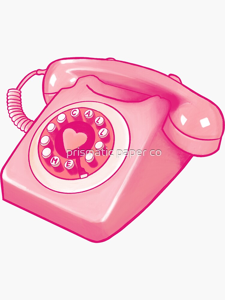 Thumbnail 3 von 3, Sticker, "Ruf mich an" Vintage-Telefon designt und verkauft von prismatic paper co.