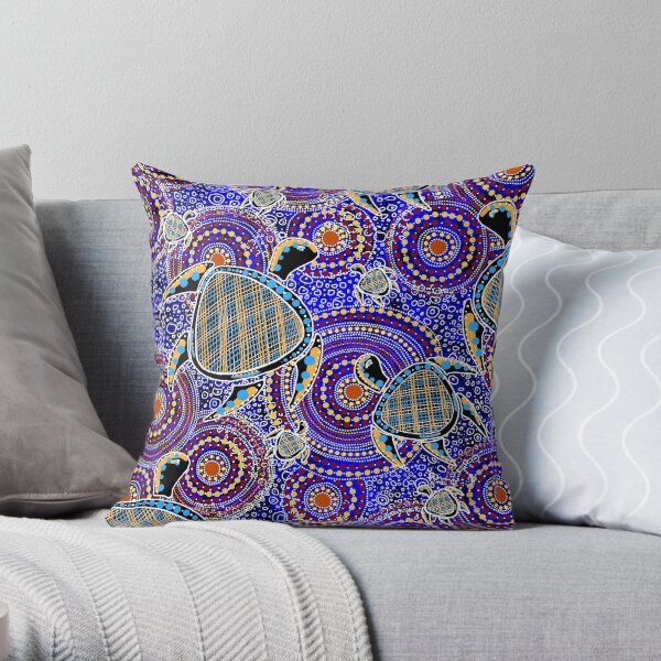 Aboriginal Turtle Art Throw Pillow