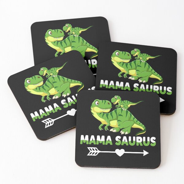 Item preview, Mamasaurus Dino green with baby dino on back - black background designed and sold by MagicStrawberry.