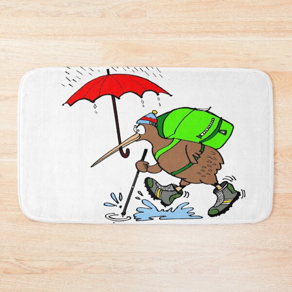 Item preview, Adorable cartoon of kiwi bird carrying umbrella in rain designed and sold by Al Benge - NZ & Australian Art.