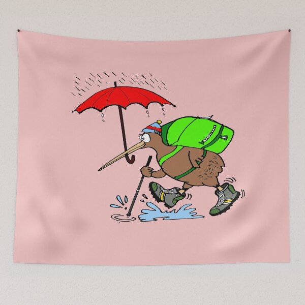 Item preview, Adorable cartoon of kiwi bird carrying umbrella in rain designed and sold by Al Benge.