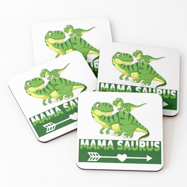 Item preview, Mamasaurus Dino green with baby dino on back - white background designed and sold by MagicStrawberry.
