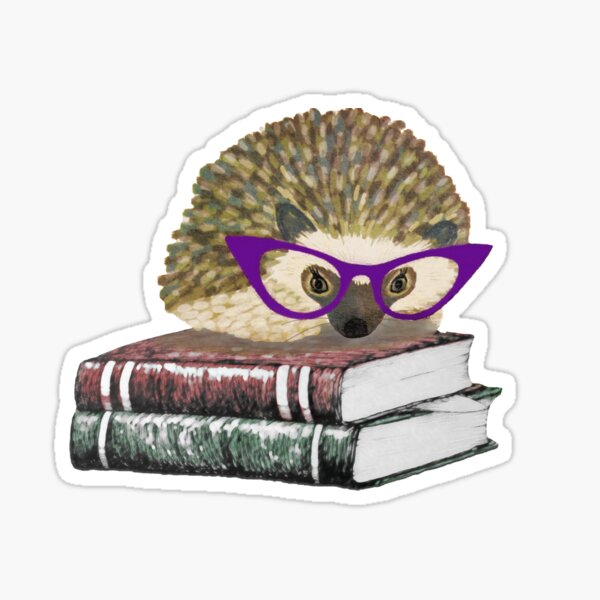 Adorable Literary Hedgehog wearing Glasses Sticker
