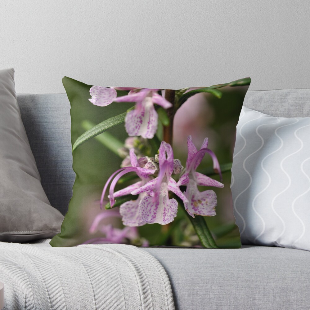 Rosemary Blooms Throw Pillow