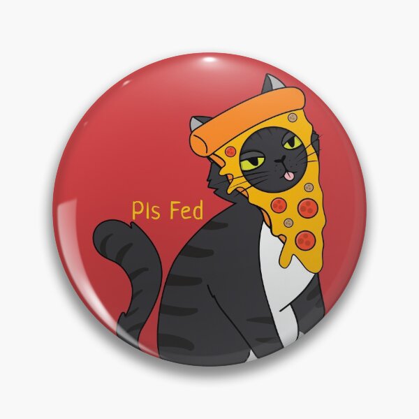 Item preview, Pls Fed Cat With Pizza On Head designed and sold by SquishStitches.
