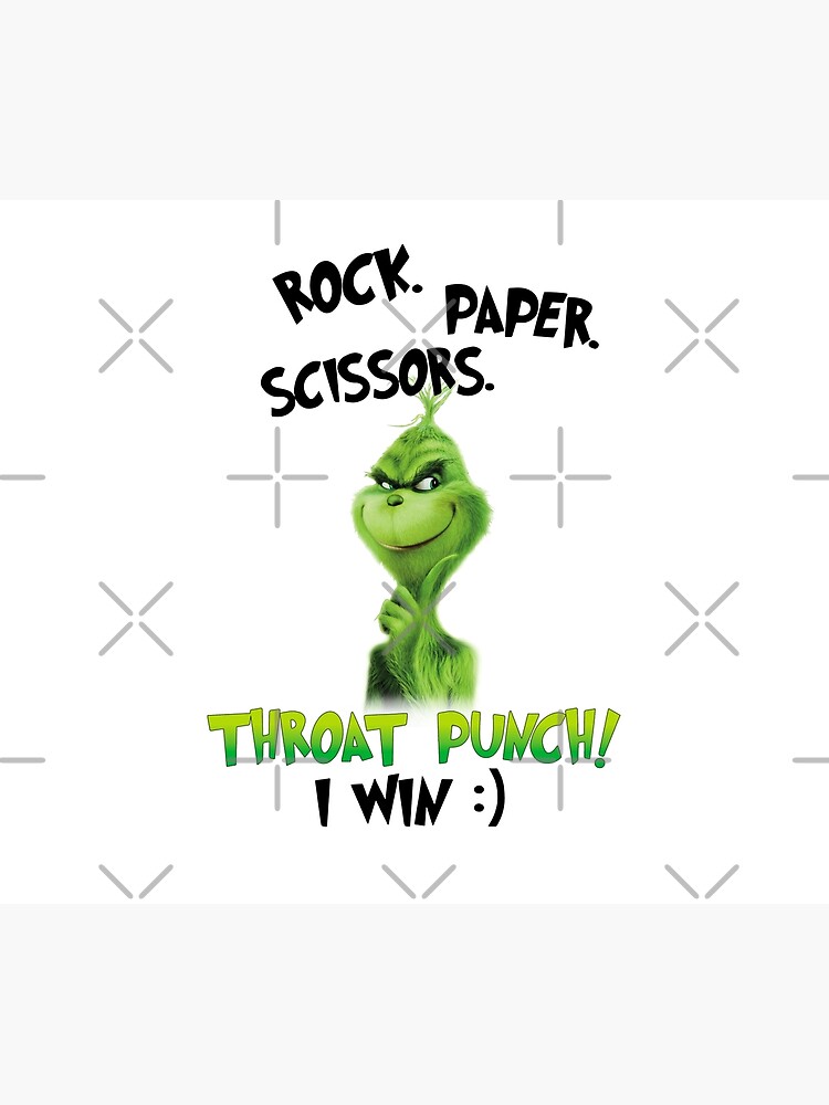 Grinch rock paper scissors throat punch I win Christmas ornament