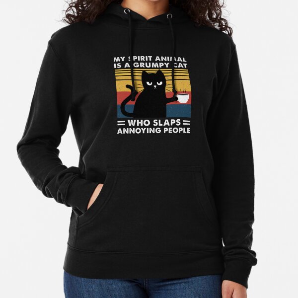 My Spirit Animal Is A Grumpy Black Cat funny Cats Lightweight Hoodie