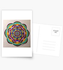 Colorful Mandala Pencil Drawing Postcards