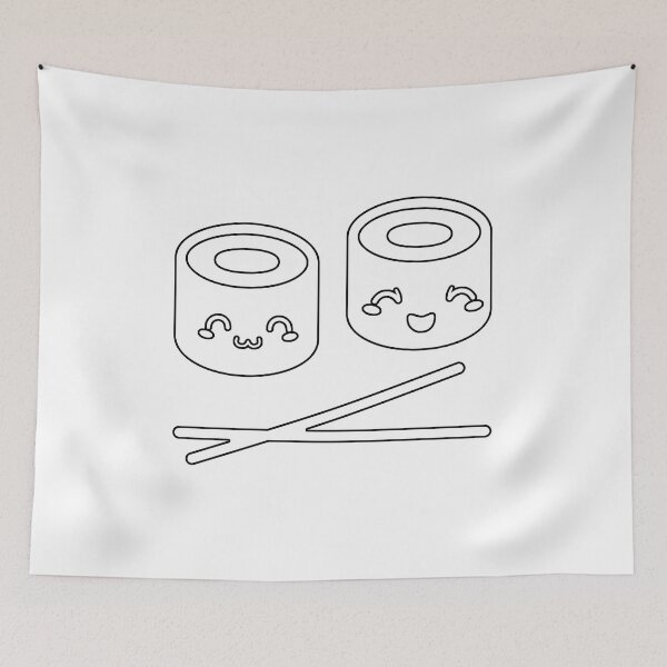 Item preview, Plain Kawaii Sushi Stencil designed and sold by StencilGifts.