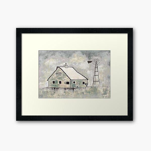 cabin by the lake in the forest Framed Art Print