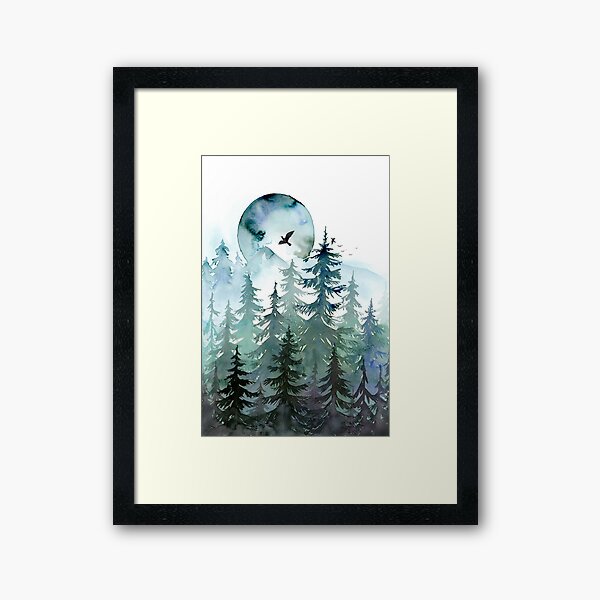 The moonlight forest Framed Art Print
