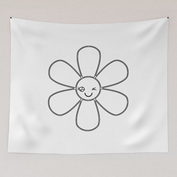 Item preview, Plain Kawaii Winking FlowerStencil designed and sold by StencilGifts.
