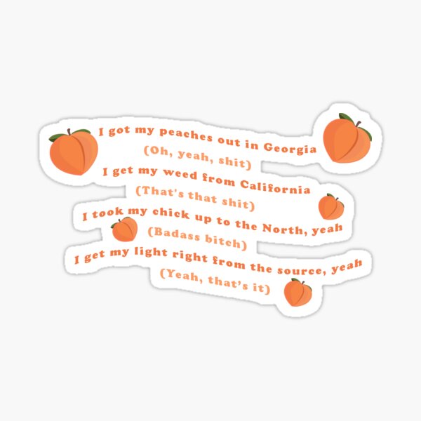 Peaches Peaches Lyrics Sticker for Sale by sparkerzed