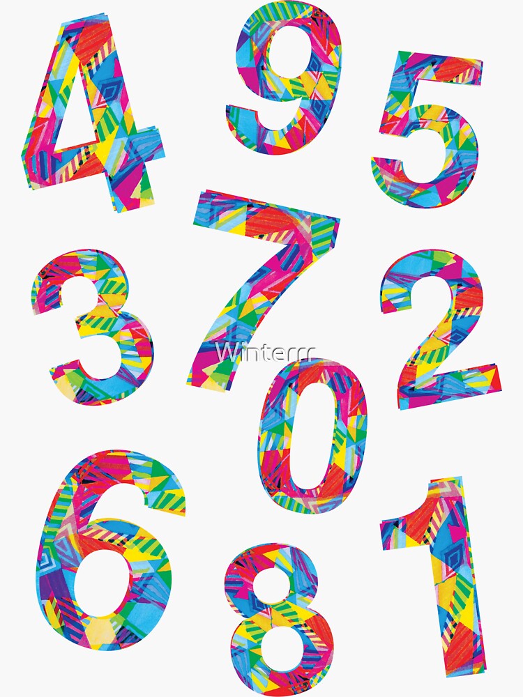 1-9 numbers  Sticker for Sale by stickerpod