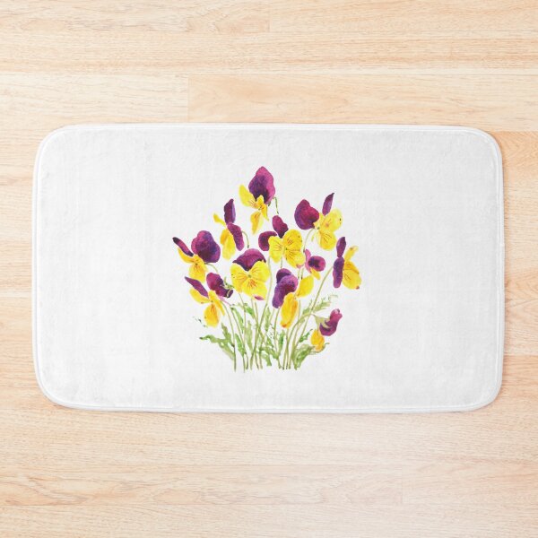 Item preview, hand painted yellow and reddish purple pansies watercolor  designed and sold by ColorandColor.