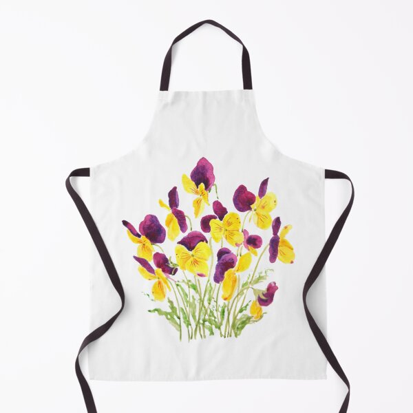 Item preview, hand painted yellow and reddish purple pansies watercolor designed and sold by ColorandColor.