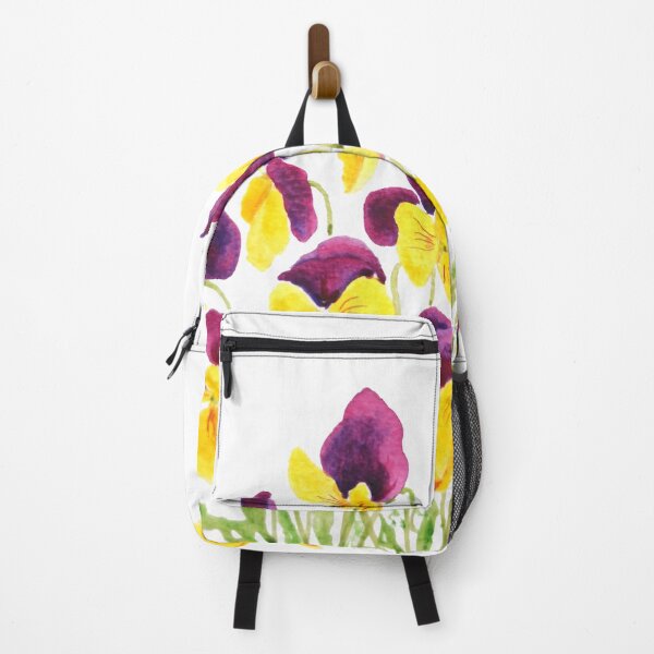 Item preview, hand painted yellow and reddish purple pansies watercolor  designed and sold by ColorandColor.