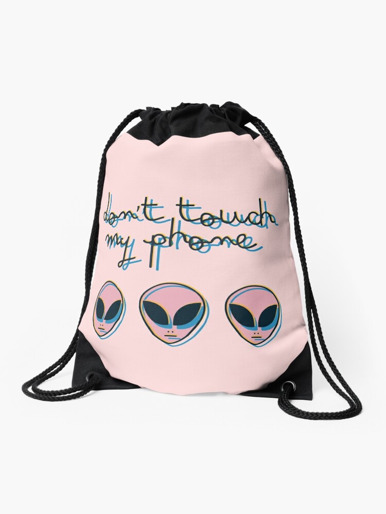 Dont Touch My Phone Alien 3d Vaporwave Indie Drawstring Bag