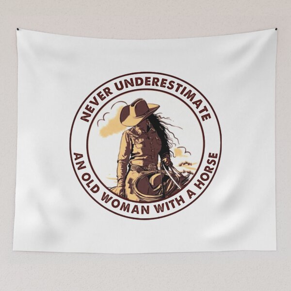 Item preview, Never underestimate an old woman with a horse never,underestimate,an old woman,with a horse,grandmother,retirement, designed and sold by codyemantai.