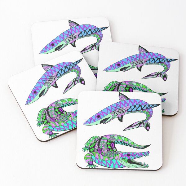 Item preview, the shark and the crocodile in ecopop pattern designed and sold by jorgelebeau.
