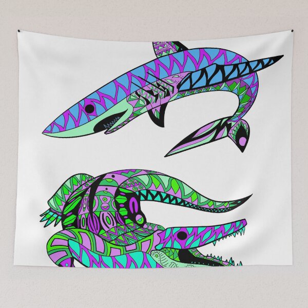 Item preview, the shark and the crocodile in ecopop pattern designed and sold by jorgelebeau.