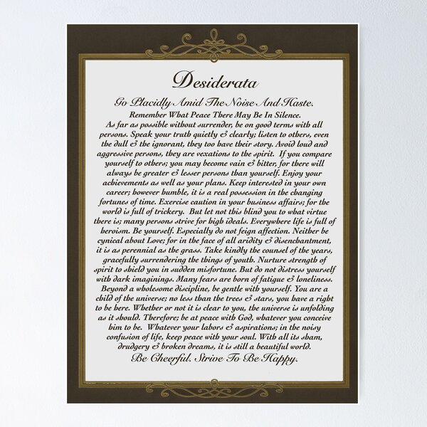 Item preview, desiderata poem, elegant masculine designed and sold by Desiderata4u.