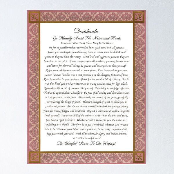 Item preview, elegant desiderata poem designed and sold by Desiderata4u.