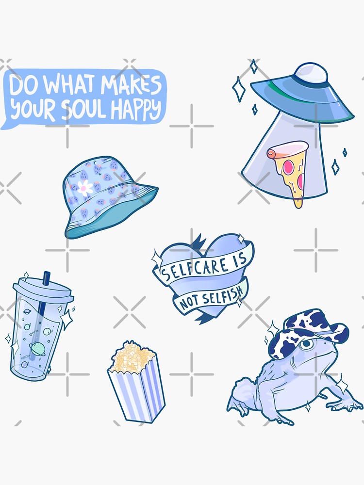Aesthetic Blue Sticker Pack Sticker for Sale by illhustration