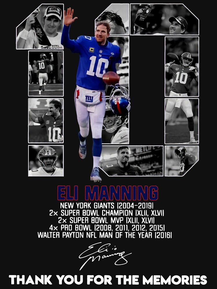 New York Giants Eli Manning Thank You For The Memories Black Tee