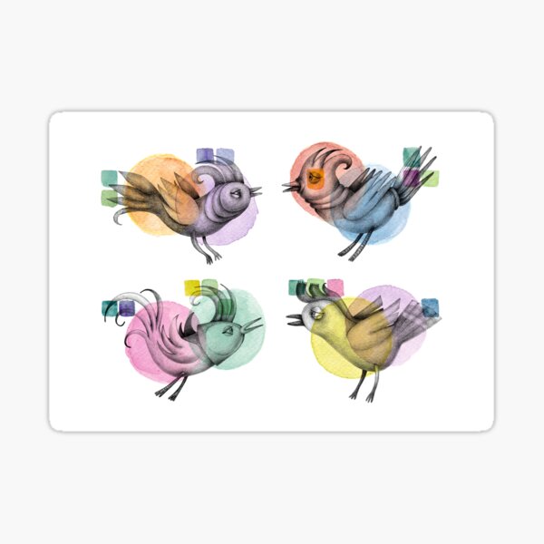 peculiar birds and watercolor Sticker