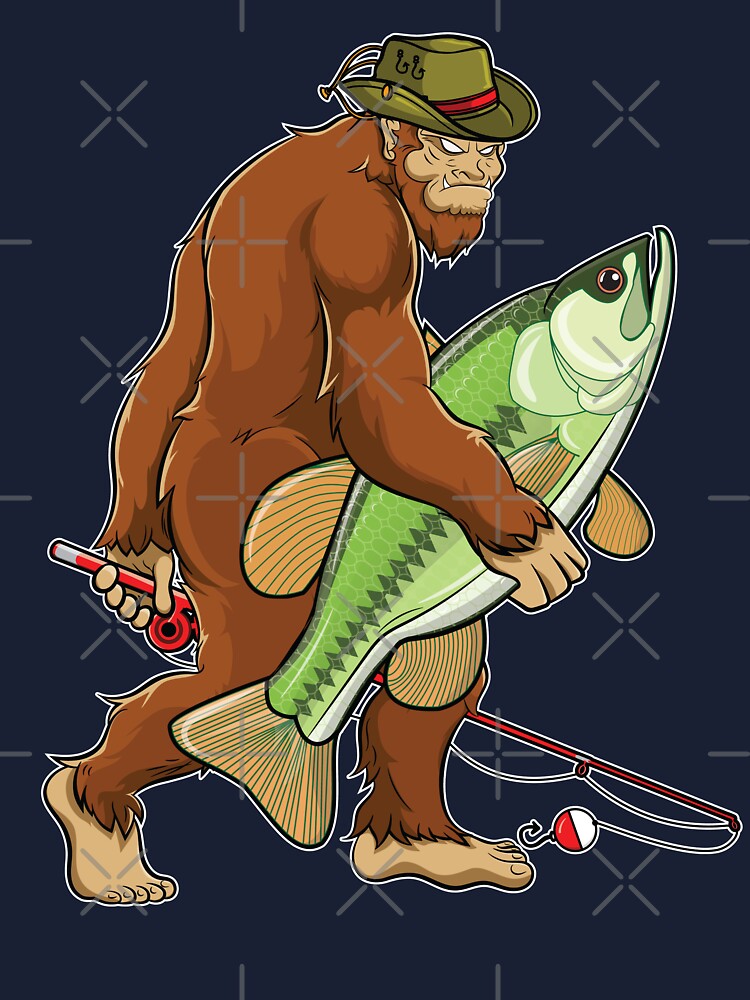 Bigfoot Fishing Gift for Dad Boys Kids Fisherman Baby One-Piece