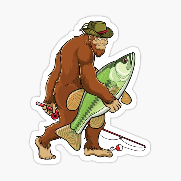 Bigfoot Fishing Dad Grandpa Fisherman Sticker for Sale by