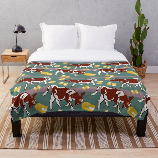 Baby calf with corn vectorial Throw Blanket