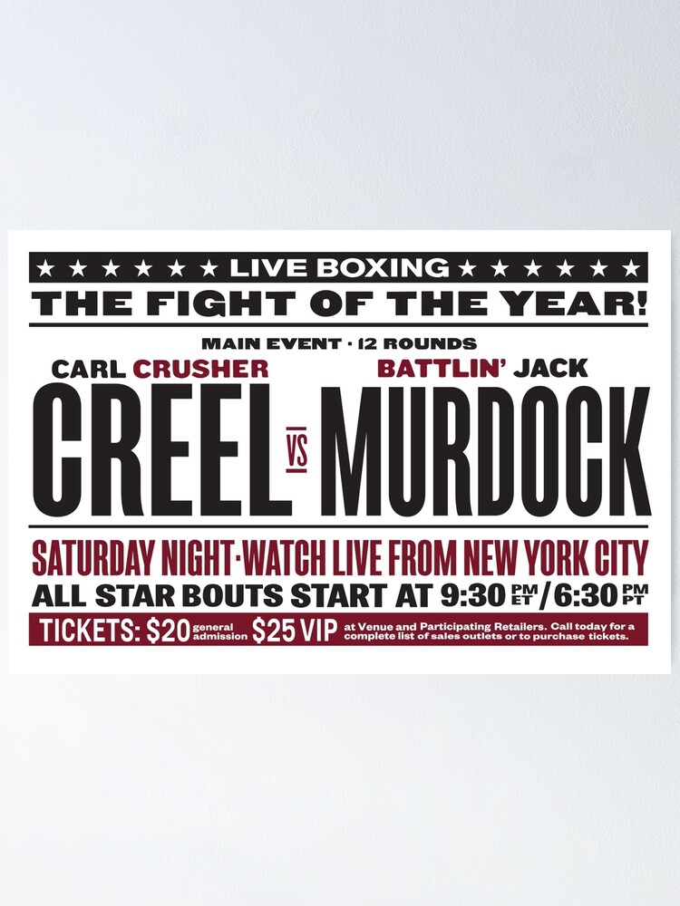 Thumbnail 1 of 3, Poster, Creel vs Murdock designed and sold by macstrat.