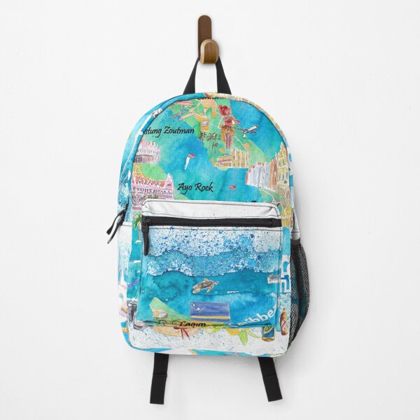 Item preview, Aruba Bonaire Curacao Illustrated Islands Travel Map with Roads and Highlights designed and sold by artshop77.