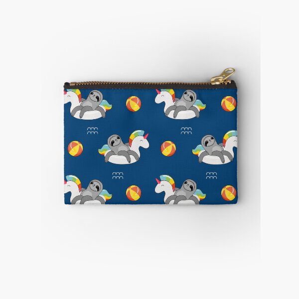Item preview, Unicorn floatie with sloth and beach ball swimming in the waves in the water designed and sold by TrueType.