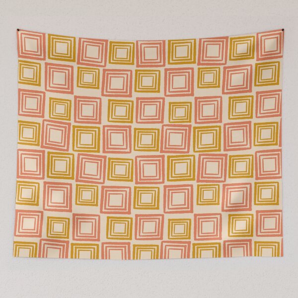 Item preview, 60s  retro fabric Blocks orange and mustard colour designed and sold by domdjs4239.
