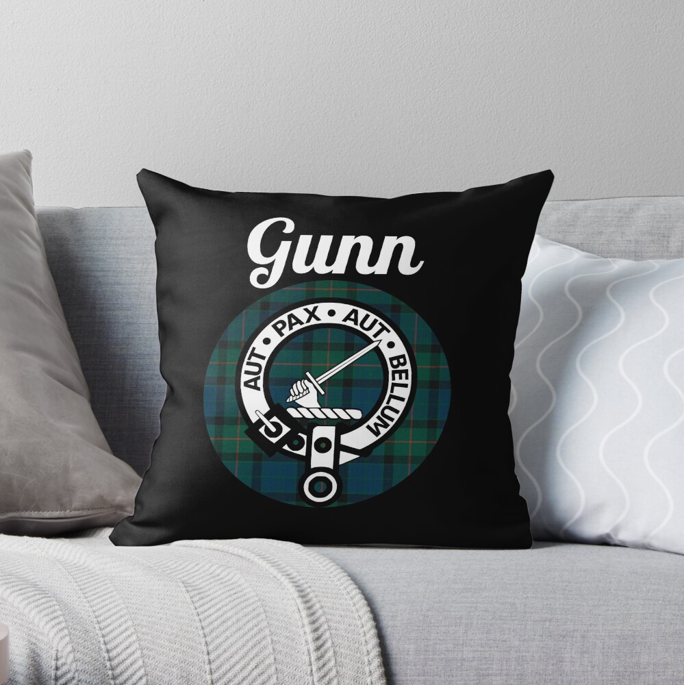 New Style Gunn Clan Scottish Name Coat Of Arms Tartan Throw Pillow by fourperception TP-F8F9ZN0H