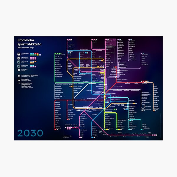 Future Stockholm Rail Network Map Photographic Print For Sale By