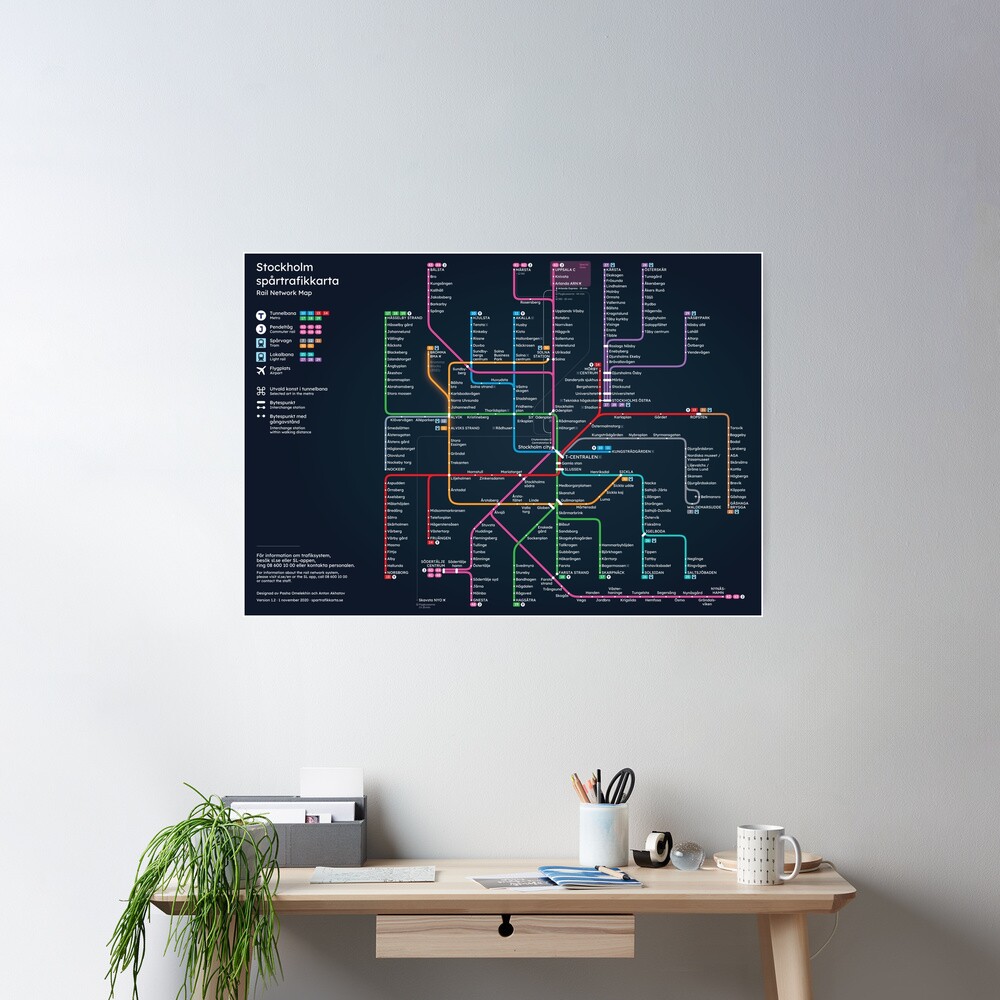 New Stockholm Rail Network Map Poster