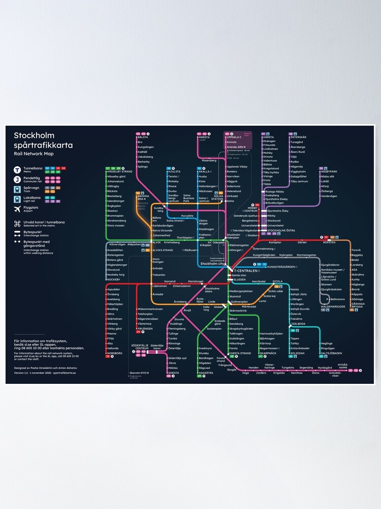 Alternate view of New Stockholm Rail Network Map Poster