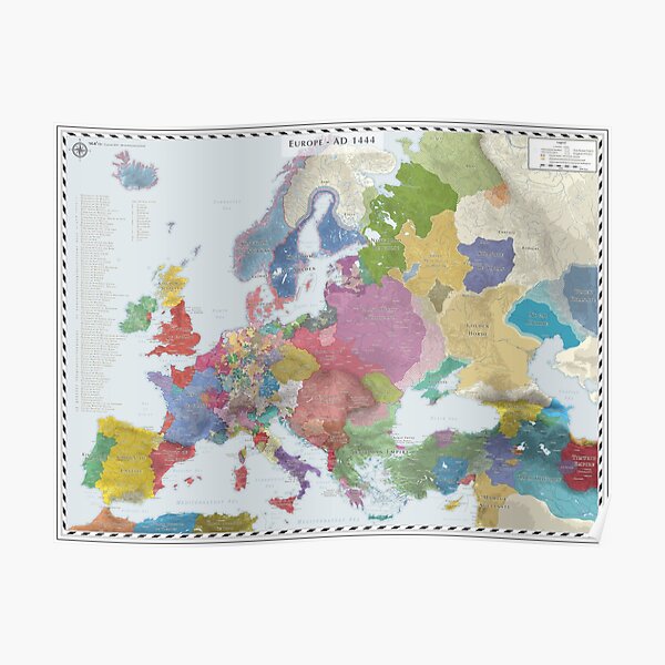 Europe (Detailed) AD 1444 Poster