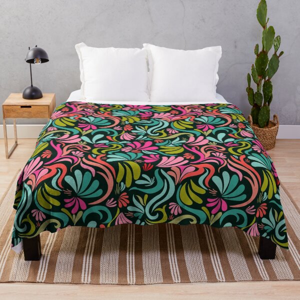 Item preview, Fun colorful abstract doodle pattern black background designed and sold by SweetCoolVibes.